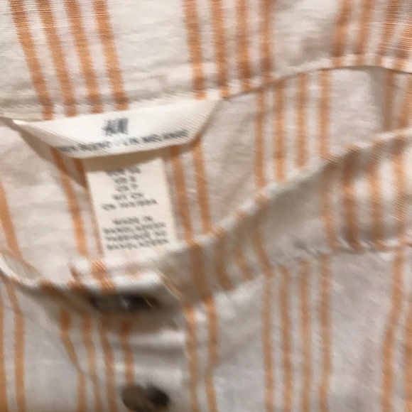 H&M linen blend crop top size S NWT straps yellow stripes - Picture 2 of 4